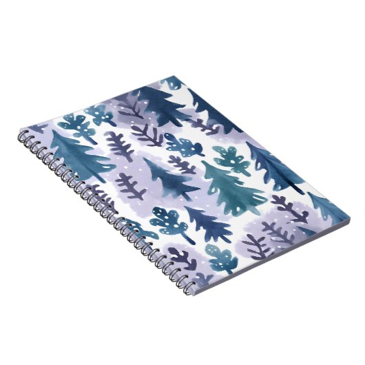 Waterverf Winter Forest Seamless Pattern Notitieboek (Rechterzijde)