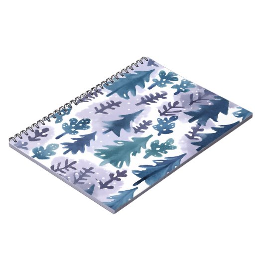 Waterverf Winter Forest Seamless Pattern Notitieboek (Linkerzijde)