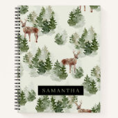 Waterverf Winter Forest Seamless Pattern Notitieboek (Voorkant)