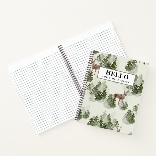 Waterverf Winter Forest Seamless Pattern Notitieboek (Binnen)