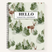 Waterverf Winter Forest Seamless Pattern Notitieboek (Voorkant)