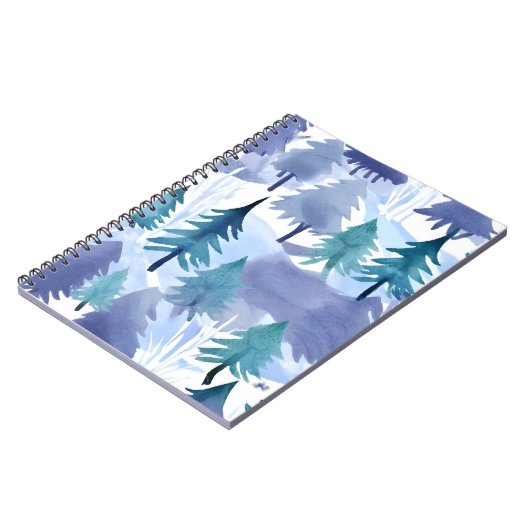 Waterverf Winter Forest Seamless Pattern Notitieboek (Linkerzijde)