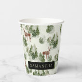 Waterverf Winter Forest Seamless Pattern Papieren Bekers (Achterkant)