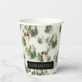 Waterverf Winter Forest Seamless Pattern Papieren Bekers (Voorkant)