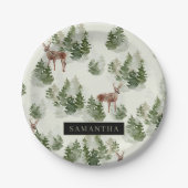 Waterverf Winter Forest Seamless Pattern Papieren Bordje (Voorkant)