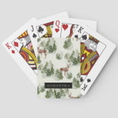Waterverf Winter Forest Seamless Pattern Pokerkaarten (Achterkant)