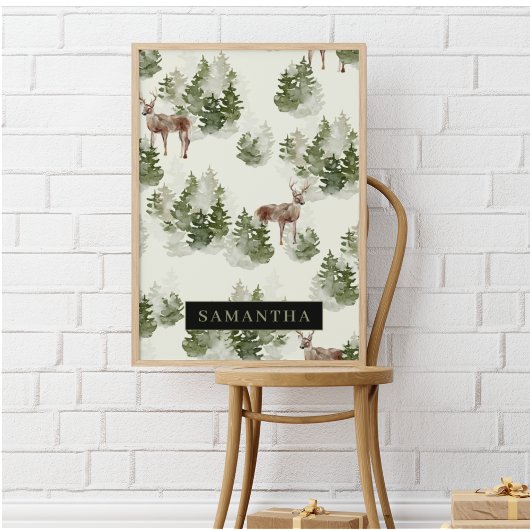 Waterverf Winter Forest Seamless Pattern Poster
