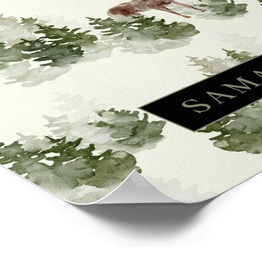 Waterverf Winter Forest Seamless Pattern Poster (Hoek)