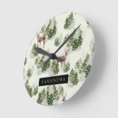 Waterverf Winter Forest Seamless Pattern Ronde Klok (Hoek)