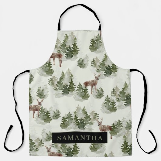 Waterverf Winter Forest Seamless Pattern Schort (Voorkant)