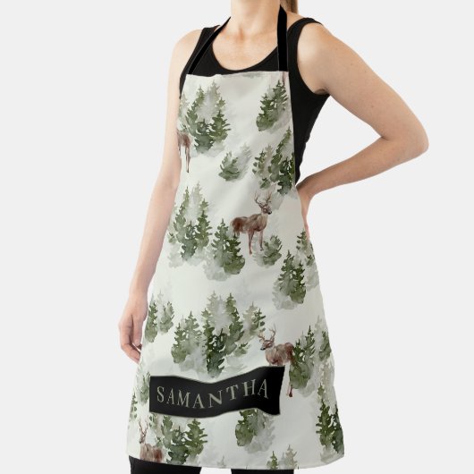 Waterverf Winter Forest Seamless Pattern Schort (Insitu)