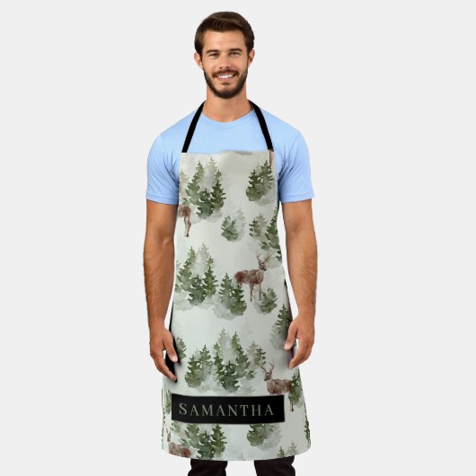 Waterverf Winter Forest Seamless Pattern Schort (Gedragen)