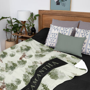 Waterverf Winter Forest Seamless Pattern Sherpa Deken