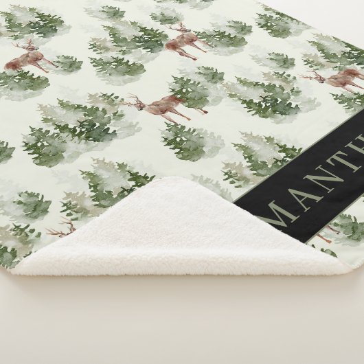 Waterverf Winter Forest Seamless Pattern Sherpa Deken (3/4)