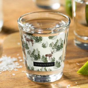 Waterverf Winter Forest Seamless Pattern Shot Glas