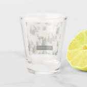 Waterverf Winter Forest Seamless Pattern Shot Glas (Achterkant)