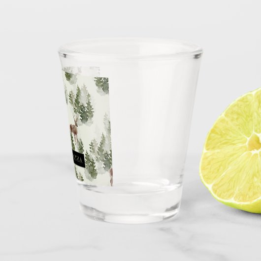 Waterverf Winter Forest Seamless Pattern Shot Glas (Rechts)