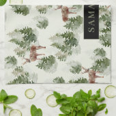 Waterverf Winter Forest Seamless Pattern Theedoek (Gevouwen)