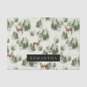 Waterverf Winter Forest Seamless Pattern Tissuepapier