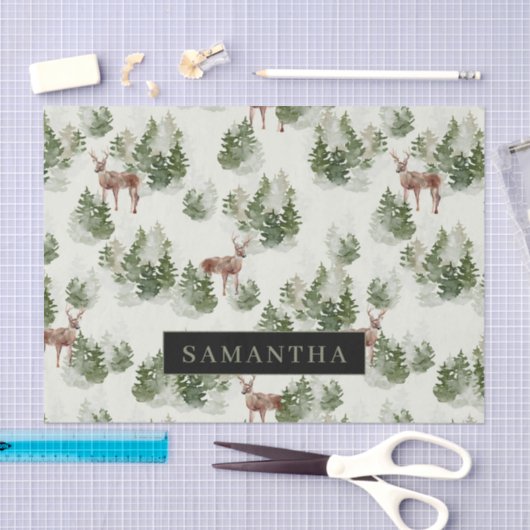 Waterverf Winter Forest Seamless Pattern Tissuepapier (Craft)