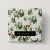 Waterverf Winter Forest Seamless Pattern Vierkante Button 5,1 Cm (Voorkant)
