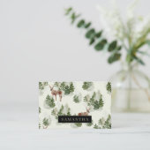 Waterverf Winter Forest Seamless Pattern Visitekaartje (Staand voorkant)