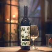 Waterverf Winter Forest Seamless Pattern Wijn Etiket