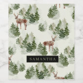 Waterverf Winter Forest Seamless Pattern Wijn Etiket (Enkel label)