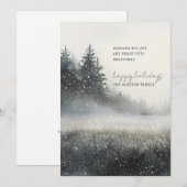 Waterverf Winter Forest Snow Flat Holiday Kaart (Voorkant / Achterkant)