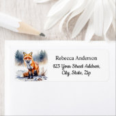 Waterverf Winter Fox Retouradres Etiket (Insitu)