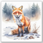 Waterverf Winter Fox Sticker (Voorkant)