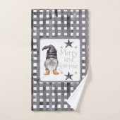 Waterverf Winter Gnome op Buffalo Check Christmas Bad Handdoek (Handdoek)
