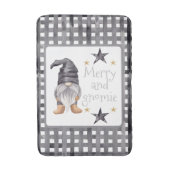 Waterverf Winter Gnome op Buffalo Check Christmas Badmat (Voorkant Verticaal)