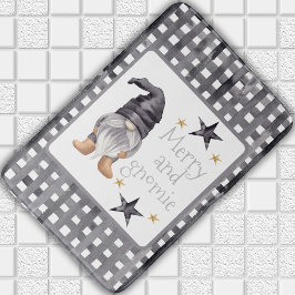 Waterverf Winter Gnome op Buffalo Check Christmas Badmat