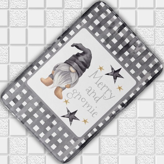 Waterverf Winter Gnome op Buffalo Check Christmas Badmat