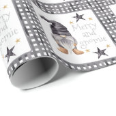 Waterverf Winter Gnome op Buffalo Check Christmas Cadeaupapier (Rol Hoek)