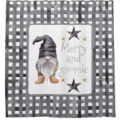 Waterverf Winter Gnome op Buffalo Check Christmas Douchegordijn (Voorkant)