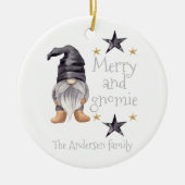 Waterverf Winter Gnome op Buffalo Check Christmas Keramisch Ornament (Voorkant)