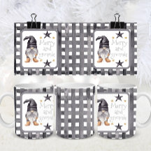 Waterverf Winter Gnome op Buffalo Check Christmas