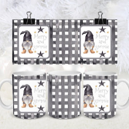 Waterverf Winter Gnome op Buffalo Check Christmas Koffiemok