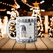 Waterverf Winter Gnome op Buffalo Check Christmas Koffiemok