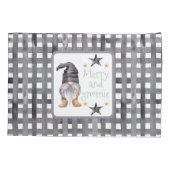 Waterverf Winter Gnome op Buffalo Check Christmas Kussensloop (Achterkant)