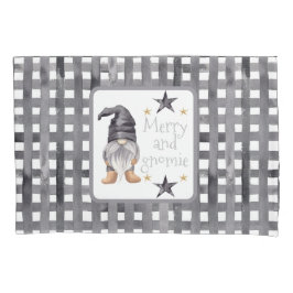 Waterverf Winter Gnome op Buffalo Check Christmas Kussensloop