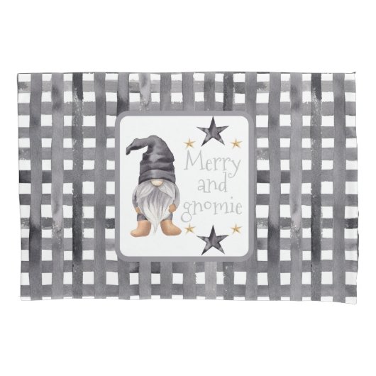 Waterverf Winter Gnome op Buffalo Check Christmas Kussensloop (Voorkant)