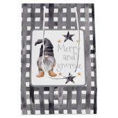 Waterverf Winter Gnome op Buffalo Check Christmas Medium Cadeauzakje (Achterkant)