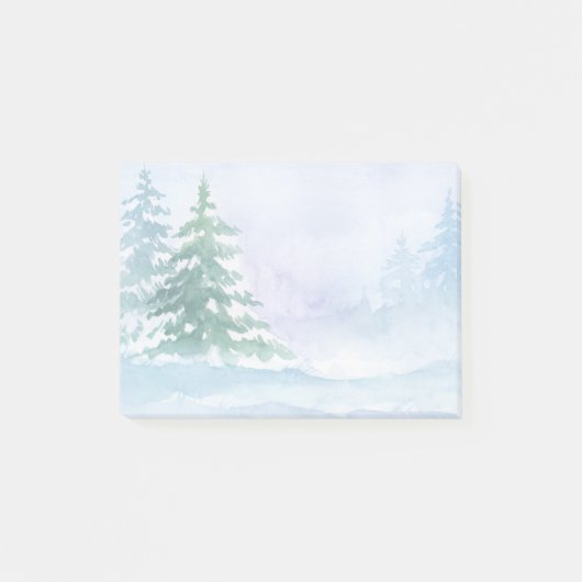 Waterverf Winter Green Pine Trees Post-it® Notes (Voorkant)