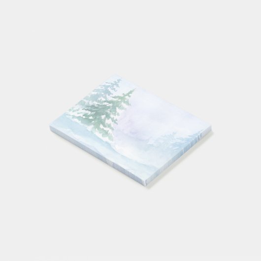 Waterverf Winter Green Pine Trees Post-it® Notes (Schuin)