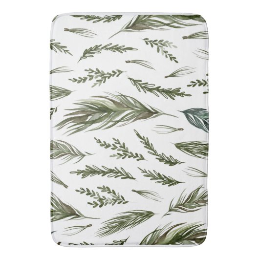Waterverf Winter Green Seamless Pattern Badmat (Voorkant Verticaal)