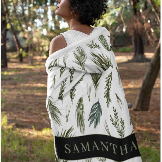 Waterverf Winter Green Seamless Pattern Fleece Deken