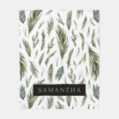 Waterverf Winter Green Seamless Pattern Fleece Deken (Voorkant)